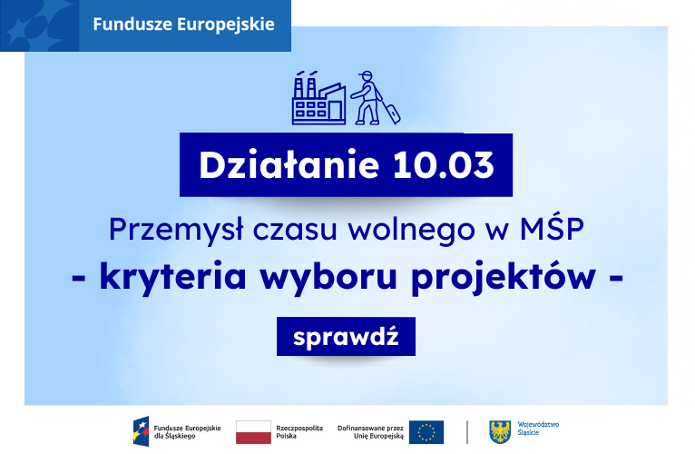 Kryteria wyboru projektów dla Działania 10.03. Przemysł czasu wolnego w MŚP