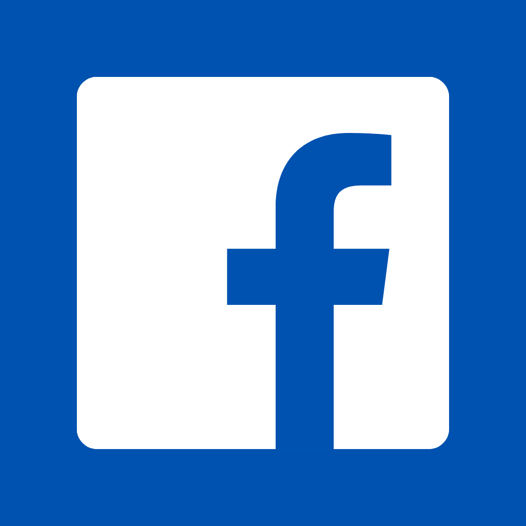 Facebook - grafika przedstawia logo Facebooka, czyli literę ”f” w kolorze białym na granatowym tle.