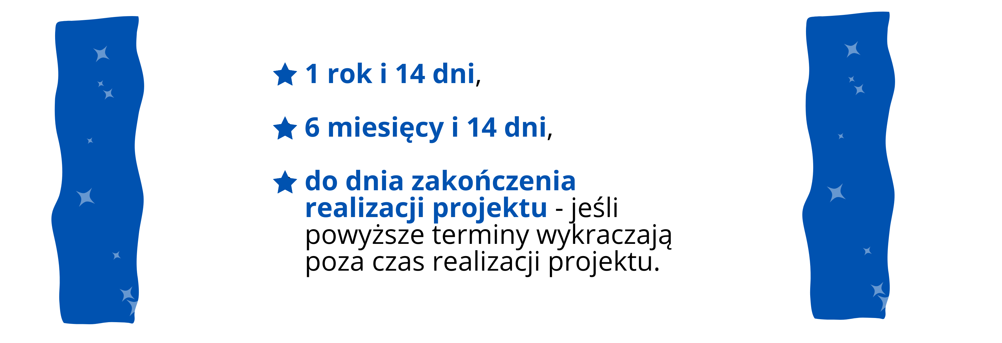 Grafika przedstawia trzy punkty oznaczone niebieskimi gwiazdkami, wypisane kolejno po prawej stronie: 